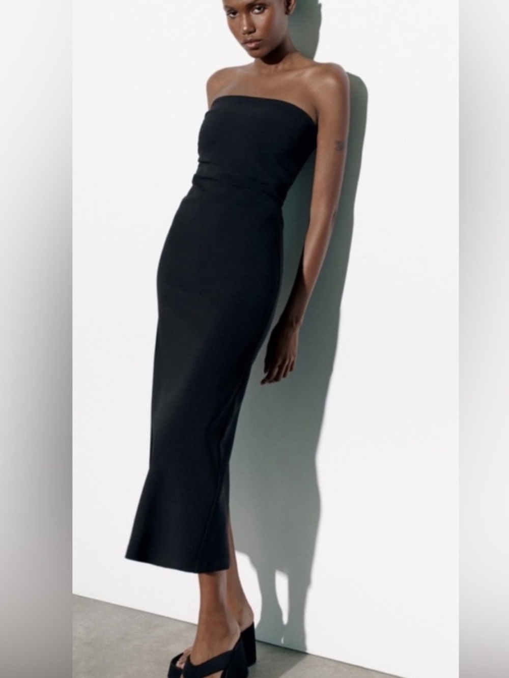 Zara Black Strapless Midi Dress ❤️NWT❤️